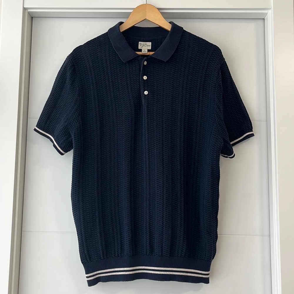 Cotton knit short-sleeve sweater-polo